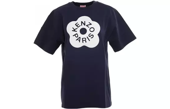 Футболка Kenzo с круглым вырезом и принтом, белый / черный