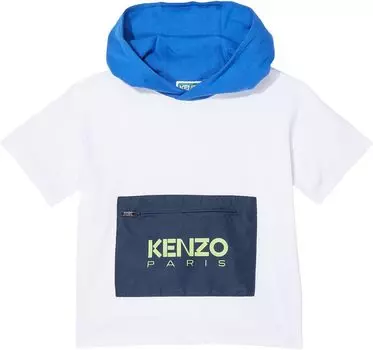 Футболка Kenzo Short Sleeve Hooded T-Shirt w/ Front Pocket, белый