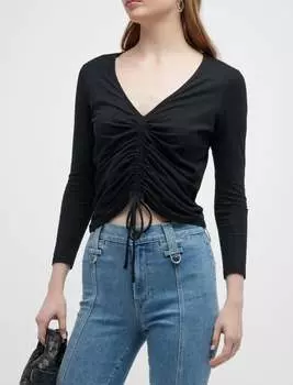 Футболка Kerr со сборками спереди черного цвета Veronica Beard