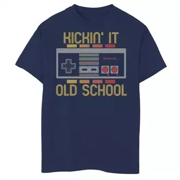 Футболка «Kickin' It Old School» в стиле ретро для Nintendo NES для мальчиков 8–20 лет Licensed Character, синий