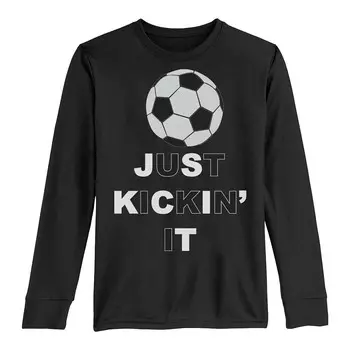 Футболка Kickin It с длинными рукавами и футбольным мячом для мальчиков 8–20 лет Licensed Character, черный