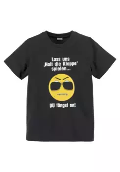 ФУТБОЛКА KIDSWORLD "ДАВАЙТЕ: ЗАТКНИСЬ! ИГРАТЬ", говоря, черный