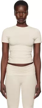 Футболка KIM бежевая из хлопкового джерси SKIMS