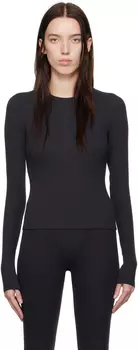 Футболка KIM Black Cotton Rib Long leeve SKIMS