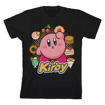 Футболка Kirby Circle Of Food с рисунком для мальчиков 8–20 лет Licensed Character, черный