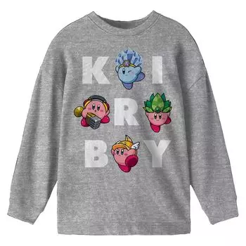 Лонгслив Kirby Different Abilities с длинными рукавами и рисунком Licensed Character, серый