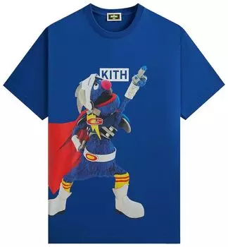 Футболка Kith x Sesame Street Super Grover Tee 'Current', синий