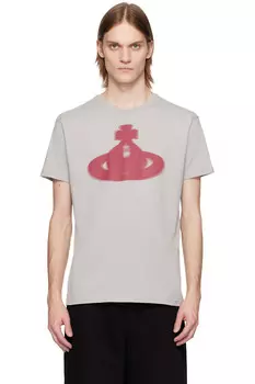 Футболка классическая с орнаментом в стиле полутонов Vivienne Westwood, серый