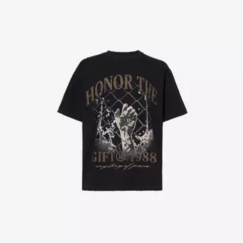 Футболка классического кроя из хлопкового джерси Mystery Of Pain с графическим принтом Honor The Gift, черный