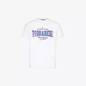 Футболка классического кроя из хлопкового джерси с логотипом College Dsquared2, белый
