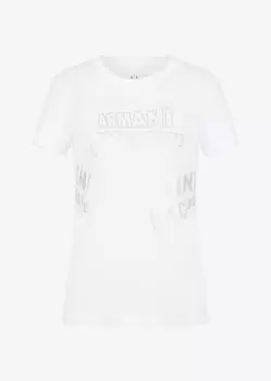 Футболка классического кроя из хлопкового джерси с логотипом Armani Exchange, белый