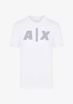 Футболка классического кроя из хлопкового джерси с логотипом Armani Exchange, белый