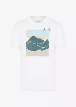 Футболка классического кроя из хлопкового джерси с логотипом Armani Exchange, белый