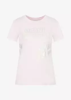Футболка классического кроя из хлопкового джерси с логотипом Armani Exchange, розовый