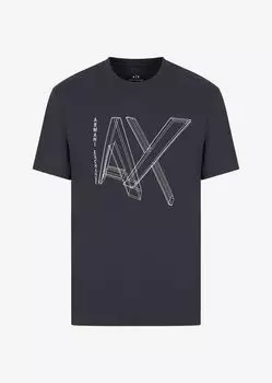Футболка классического кроя из хлопкового джерси с логотипом Armani Exchange, синий