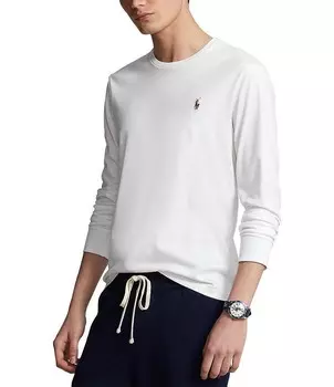 Футболка классического кроя из мягкого хлопка с длинными рукавами Polo Ralph Lauren, белый
