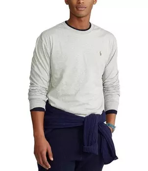 Футболка классического кроя из мягкого хлопка с длинными рукавами Polo Ralph Lauren, серый