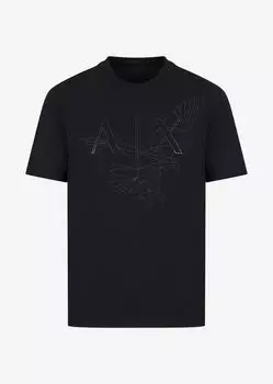 Футболка классического кроя из органического джерси и хлопка с логотипом Armani Exchange, черный