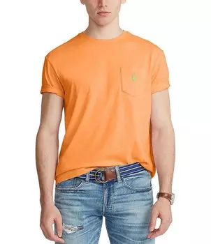 Футболка классического кроя с круглым вырезом и карманами Polo Ralph Lauren Big & Tall, оранжевый