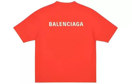 Футболка классического кроя с логотипом на спине в винтажном стиле Balenciaga, красный