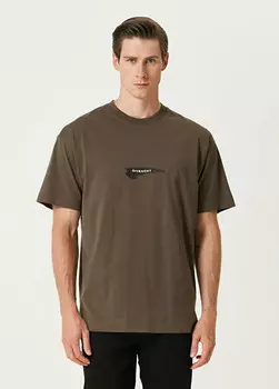 Футболка классического кроя с логотипом с принтом в виде крыльев Givenchy, хаки