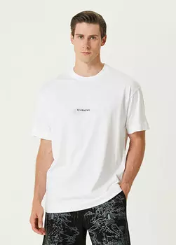 Футболка классического кроя с логотипом с принтом в виде крыльев Givenchy, белый