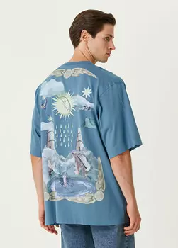 Футболка классического кроя с рисунком солнечных звезд Givenchy, синий