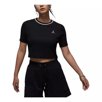 Футболка knit crop t-shirt asia sizing 'black white' Air Jordan, черный