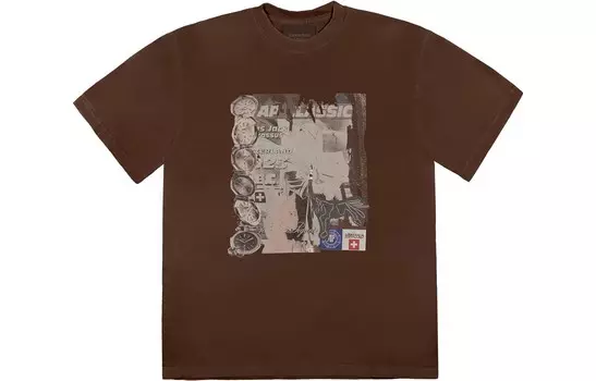 Футболка ко-бренда AUDEMARS PIGUET, унисекс, коричневая Travis Scott, коричневый
