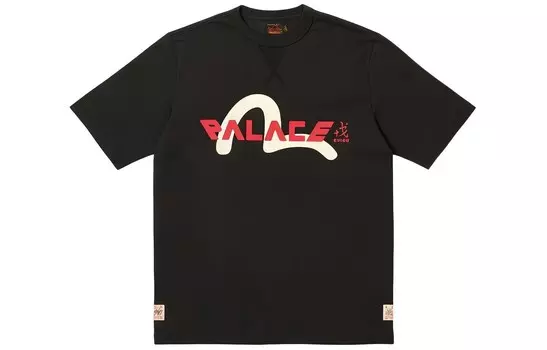 Футболка ко-бренда X EVISU унисекс черная Palace, черный