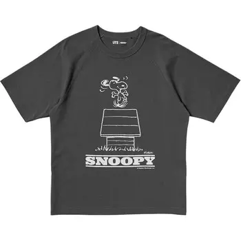 Футболка ко-брендовой серии X PEANUTS, унисекс, темно-серая Uniqlo, темно-серый