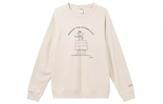 Футболка ко-брендовой серии X PEANUTS унисекс светло-бежевого цвета Uniqlo, светло-бежевый