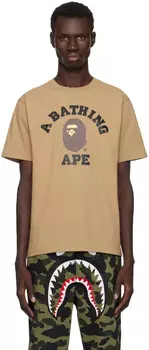 Футболка колледжа BAPE, бежевый
