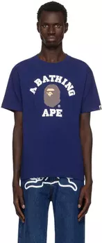 Футболка колледжа BAPE, темно-синий