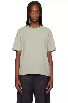 Футболка комфортная с вышивкой лисёнка Maison Kitsun, зеленый