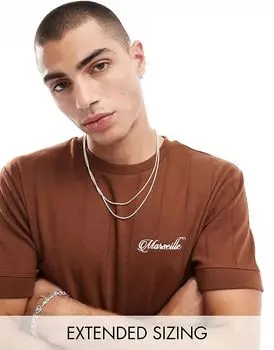 Футболка коричневого цвета с вышивкой города на груди ASOS DESIGN