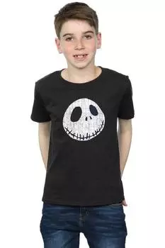Футболка «Кошмар перед Рождеством» с Джеком с треснутым лицом Disney, черный