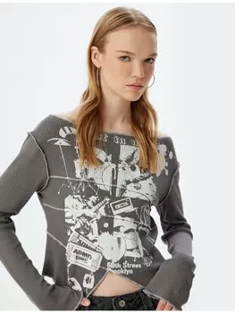 Футболка KOTON T shirt, антрацит