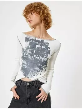 Футболка KOTON T-shirt, цвет Ekru