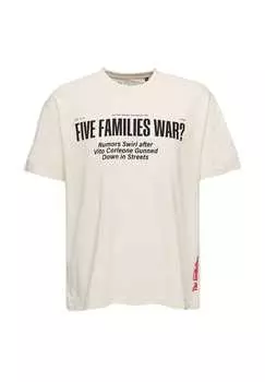 Футболка крестный отец нью-йорк 1945 года расслабленная с модными принтами Re:Covered, экрю