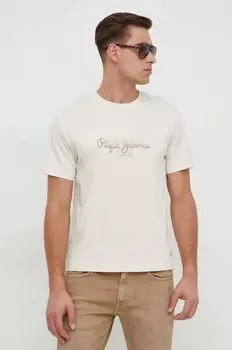 Футболка Криса из хлопка Pepe Jeans, бежевый