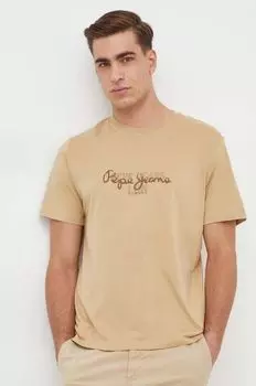 Футболка Криса из хлопка Pepe Jeans, бежевый