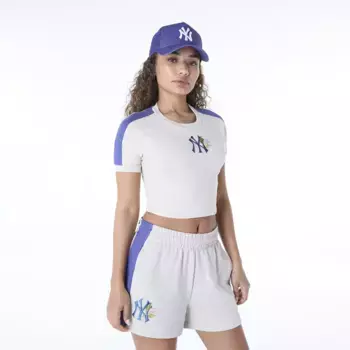 Футболка кроп для женщин New York Yankees MLB Floral New Era, бежевый