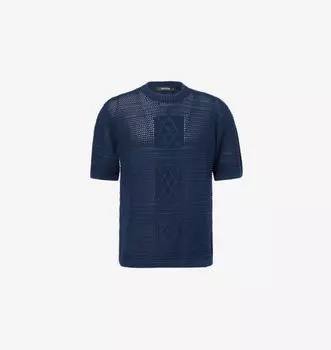 Футболка крючком из хлопка с круглым вырезом Daily Paper, синий