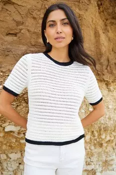 Футболка крючком с контрастной отделкой Threadbare, черный