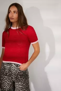 Футболка крючком с контрастной отделкой Threadbare, красный
