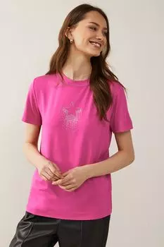 Футболка Круглый вырез Короткие рукава Next, розовый