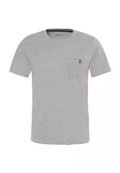 Футболка, круглый вырез, нагрудный карман, мужская MANGUUN, цвет Grey Melange