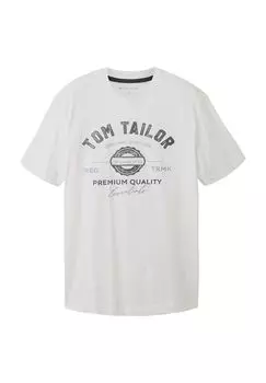 Футболка, круглый вырез, однотонная, мужская TOM TAILOR, цвет White