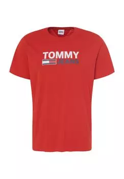 Футболка, круглый вырез, однотонная, мужская TOMMY Jeans, цвет Xnl Red